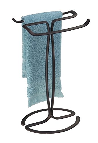 mDesign Handtuchständer – praktisches Badzubehör zum Aufhängen kleinerer Handtücher, ideal für den Waschtisch - moderner Handtuchhalter ohne Bohren – rostfrei - Farbe: Bronze