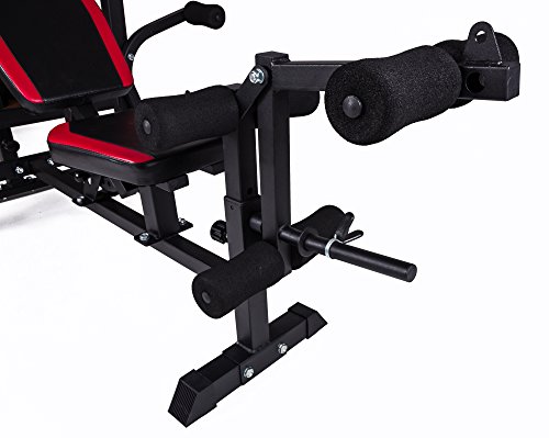 Hop-Sport Hantelbank Kraftstation 1075 mit Latzugturm, Lang-, Curl- & Kurzhantel und Gewichten 50kg bis 160kg - 5