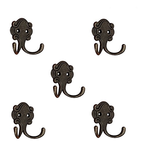 Zedtom 5stk Vintage Kleiderhaken Nostalgischen Haken Garderobenhaken Mantelhaken Wandhaken – Double Haken - 9