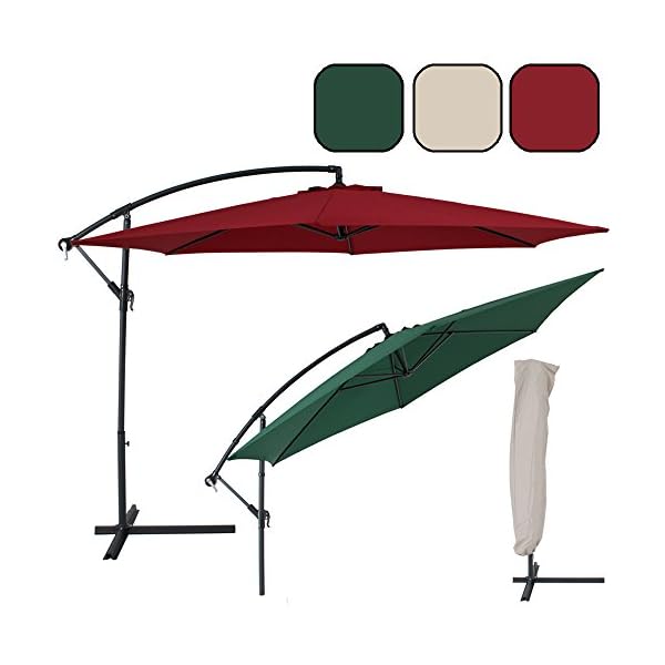 TecTake Aluminium garden cantilever parasol + uv protection 3.5 m diameter with protective cover