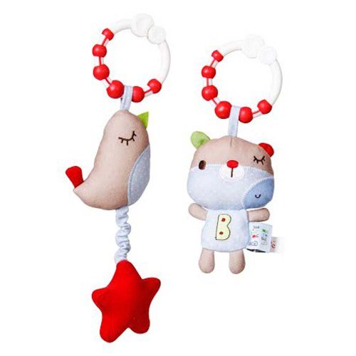 2 Pack Of Red Kite Bertie Bear Clip On Buggy/Stroller/Car Seat Toys