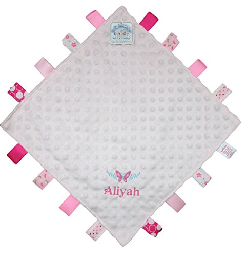 Personalised Embroidered Comforter Taggy Blanket/Blankie for baby Girls - Pink