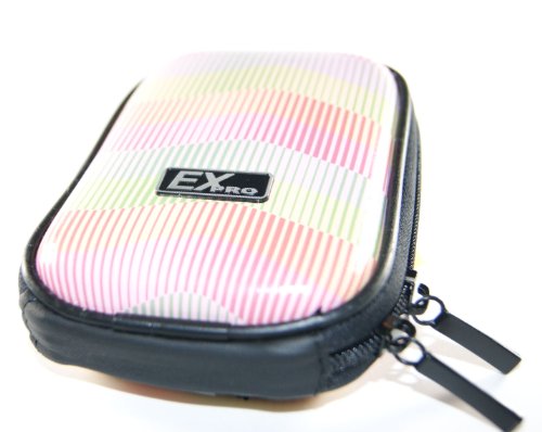 Expression Collection - Rainbow Lines White - Hard Clam Shock proof Digital Camera Case Bag CR5042B for Kodak Easyshare C143, C180, C182, C183, C190, C195, C310, C330, C340, C443, C503, C513, C530, C533, C613, C643, C653, C663, C743, C763, C813, C875, C913, C1013, M320, M340, M341, M380, M380, M420, M530, M531, M550, M575, M580, M590, M753, M753, M763, M763, M853, M853, M863, M863, M873, M883, M893, M893 IS, M1033, M1063, M1063, M1073, M1093, M1093 IS, M1093 IS, MD1063, V530, V530, V550, V550, V570, V603, V603, V705, V803, V1003, V1073, V1073 IS, V1253, V1273, Z885, Z950, Z980, Z1085IS, Z1085 IS, Z1275, Z1285, Z1485IS, Z1485 IS, & More.