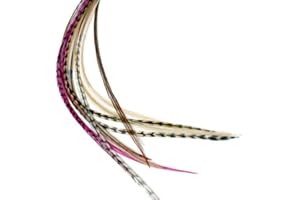 ‎ONE FINE DAY FEATHERS One Fine Day Feathers Feder-Haarverlängerung, echte Federn für Haar, 22-33 cm - Pink Auburn (5 Federn)