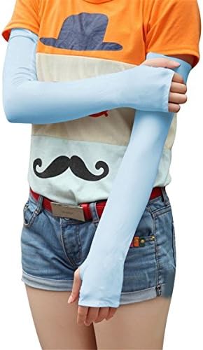 Outdoor UV Protection Arm Sleeves Half Hand Anti Sunshine Cycling Driving Climbing Golf Baseball Basketball Protective Long Elbow Sleeves,Light Blue