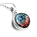 Produktbild WANZIJING Helle Nebelhalskette, Bunter Galaxie Anhänger Universum doppelseitige Glas Halskette Geschenke für Sie oder Ihn,C