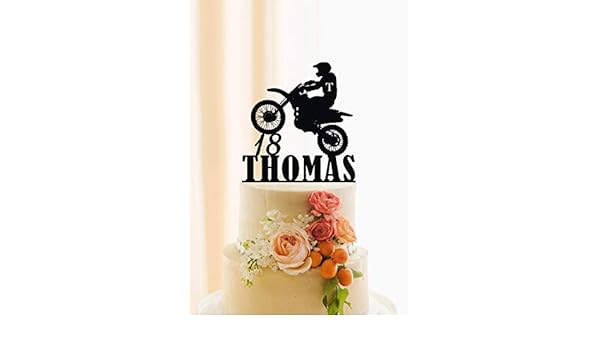 Xg Decoration De Gateau De Moto Pour Gateau Danniversaire Avec Nom Personnalise Et Age Pour Moto Velo De Montagne