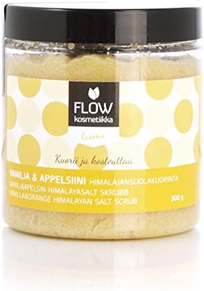 Flow Cosmetics Vanilla & Orange Himalayan Salt Scrub |All Natural Formula With Organic Oils | Moisturising Body Scrub | Preservative Free | Aromatherapeutic Body Scrub