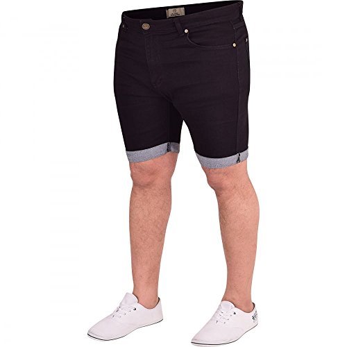 Mens Skinny Stretch Denim Shorts Rolls 