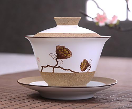 Hand Painted Lotus Root Orchid Cover Bowl Tea Cup 170ml ( Color : Lotus root )
