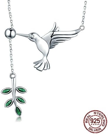 BYEONE Necklace Pendant 925 Sterling Silver Spring Bird And Tree Leaf Leaves Dangle Pendant Necklace For Women Silver Jewelry