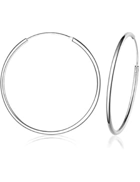 Belons 925 Sterling Silber Damen Creolen 45mm Durchmesser Ohrhänger Große Hängende Ohrringe Mädchen Ohrschmuck