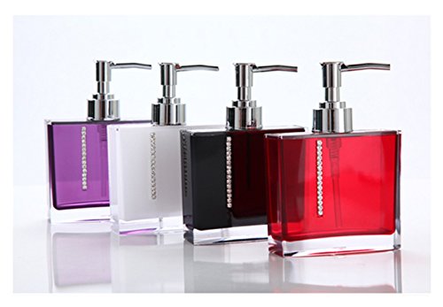 Yiyida Edle mit Strass besetzte WC Bad Set Badset Garnitur SZ 7-teilig Seifenspender Zahnbürstenhalter Zahnputzbecher WC Bürste Gewebekasten Seifenschale aus Acryl ,Weiß - 2