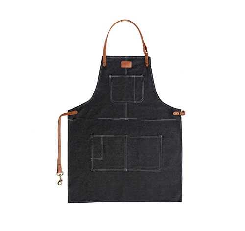 spécification FUYUFU Unisexe Denim Tablier de Cuisine Adulte Tablier de Travail Pour Café Bar BBQ Jardinage (Noir)