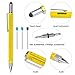 Produktbild YANSHON Mehrfunktionale Stift 6-in 1 Kugelschreiber mit Wasserwaage,Stylus,Doppelkopf-Schraubendreher,Messstab (Gelb)