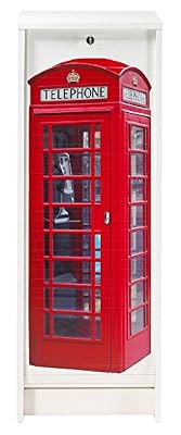 SIMMOB Classeur Blanc Rideau Londres 104 cm, Bois