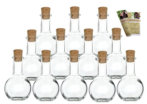 24er Set leere Glasflaschen "Tulip" 100 ml incl. Korken und Flaschendiscount-Rezeptbroschüre zum selbst Abfüllen, Flasche, Likörflasche, Schnapsflasche von Flaschendiscount