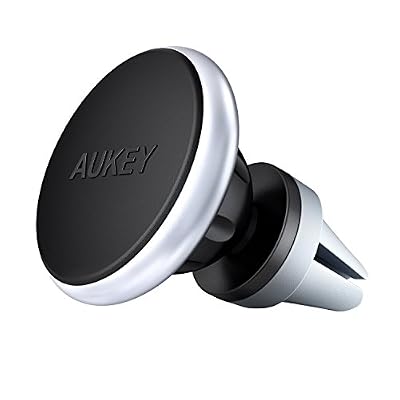 AUKEY Support Téléphone Voiture Magnétique en Aluminium à grille d'aération Support Voiture avec Rotation à 360 Degrés Auto Universel Support Airframe pour iPhone 6 / 6S , Samsung Galaxy , Google nexus et d'Autres Smartphones ( Noir )