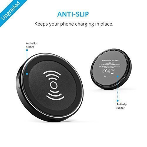 Anker PowerPort Chargeur sans Fil - Chargeur par Induction pour Appareils Compatibles Chargeur sans Fil - pour iPhone X   8 8 Plus  Galaxy S6   S6 Edge  Nexus 4 5   6 7  LG G3 et Autres  Noir 