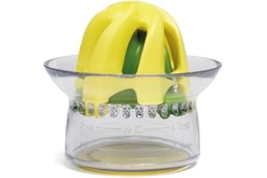 Chef'n Juicester Jr. 2 in 1 Citrus Juicer with Measuring Cup for Fresh Fruit Juice, Smoothies, Cooking & Baking, Yellow, 9 x 8 cm