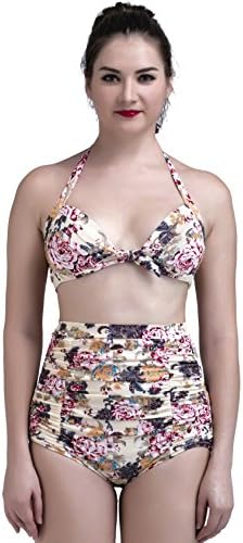 DATO Bikini Set Women Triangl Swimwear Retro Flower High Waist Swimsuit