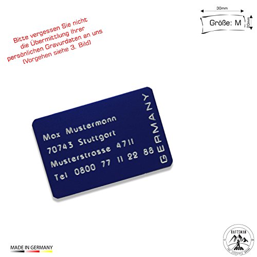 Preisvergleich Produktbild Raftsman Drohnenkennzeichen / Drohnen Kennzeichnung / Kennzeichen / Fluggerätekennzeichnung / Modellflugschild / Drohnenschild inkl. individueller CNC Gravur und doppelseitigem Klebeband (Al-3020-blau)