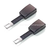 Rigid Car Seat Belt Extender [2-pack] - Adds 14cm, Black, Type A (21mm wide metal tongue) - Stands Upright!