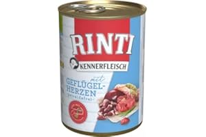 GENERISCH RINTI-Kennerfleisch Hundefutter 400g | alle Sorten u. freie Mengenwahl | Nassfutter | getreidefrei (Geflügelherzen)