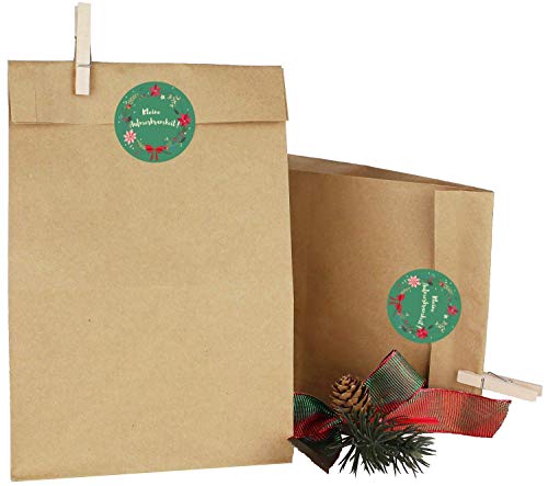 Download Lot de 24 sachets cadeaux de Noël en papier kraft de 24 grands sachets de papier, pinces en bois, autocollants, toll pour calendrier de l'Avent de Noël, convient pour un usage alimentaire. Download Lot de 24 sachets cadeaux de Noël en papier kraft de 24 grands sachets de papier, pinces en bois, autocollants, toll pour calendrier de l'Avent de Noël, convient pour un usage alimentaire.