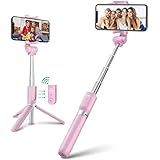 Bluetooth Selfie Stick Stativ, BlitzWolf 3 in 1 Erweiterbar Monopod Wireless Selfie-Stange Stab 360° Rotation mit Bluetooth-Fernauslöse für Android Samsung Galaxy 3.5-6 Zoll Smartphones(Rosa)