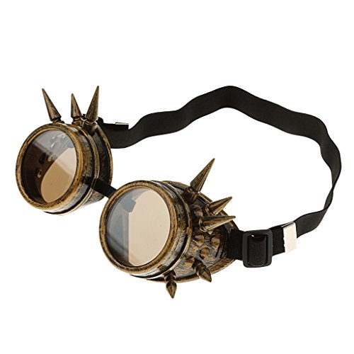 Preisvergleich Produktbild Prettyia Rivet Steampunk Winddicht Spiegel Weinlese-gotische Objektive Goggles Glasses brille Schutzbrillen - Messing