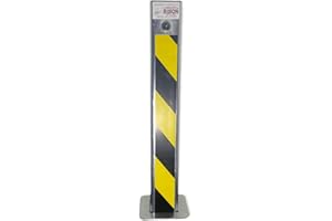 BWT Ramco Auto-Locking Telescopic Driveway Security Post, 70x70mm Hardened Steel Parking Bollard with Anti-Drill Lock, Concrete-In Ground Sleeve, Flush-to-Ground, Hi-Vis Tape