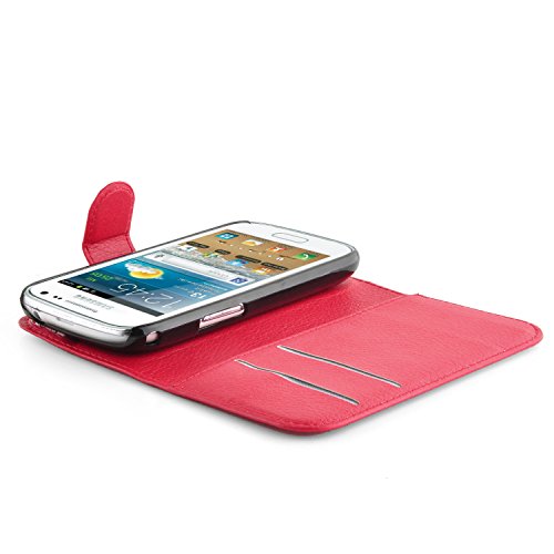 Cadorabo – Book Style Hülle für Samsung Galaxy TREND PLUS (GT-S7580) – Case Cover Schutzhülle Etui Tasche mit Standfunktion und Kartenfach in KARMIN-ROT - 4