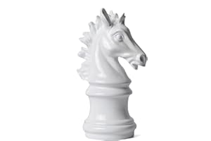NENBOLEC Ajedrez Decorativa Figura Caballero Escultura Resina Estatua Animale Regalo Blanco 25cm