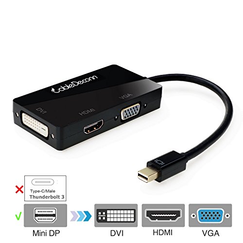 CableDeconn 3in1 Multi-Function Thunderbolt Mini Displayport to HDMI DVI VGA Adapter Konverter Kabel for Mac Book, iMac, Mac Book Air, Mac Book Pro and Mac Mini suface pro 2 3 4