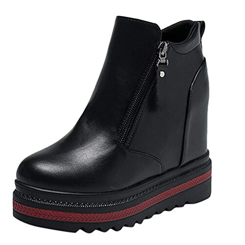 Preisvergleich Produktbild Damen Stiefeletten Schlupfstiefel Leicht gefüttert Flandell Bequem Gummistiefel Reitstiefelette Gefüttert Schneestiefel Flache Boots Klassischer Stiefeletten QINGXIA_ZI