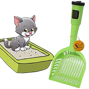 Sage Square Litter Scoop with Poop Bag Holding Space and Cute Design Scooper for Cat/Dog/Kitten/Rabbit/Guinea Pig (Along with 15 Poop Bag Sheet)