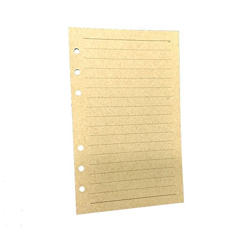 Fontic Vintage elegante Notizbuch nachfüllbar Loseblatt Journal Tagebuch Reisetagebuch Ringbucheinlagen Zeichenfolge gebunden leeren Notebook (A6 Line Kraftpapier) - 2