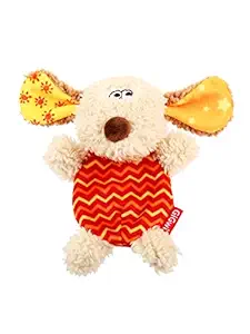 GIGWI (Grey & RD) Dog Plush Friendz with REFILLABLE Squeaker Small (Pack of 2)