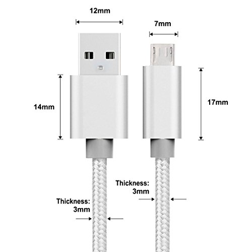 iMusi Micro USB Kabel für Android Smartphone Aufladen und Daten Transportieren High Speed [Syncwire & Ladekabel] – für Samsung Galaxy, HTC, Huawei, Sony, Nexus, Nokia, Kindle und mehr Silber - 6