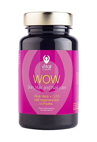 Vital Concept WOW - Capelli, Pelle, Unghie. Hyaluronic formula rivitalizzante. Rigenerazione cellulare con biotina + zinco + aloe + complesso Q10. Potenti pillole antiossidanti. 60 capsule, 30 giorni
