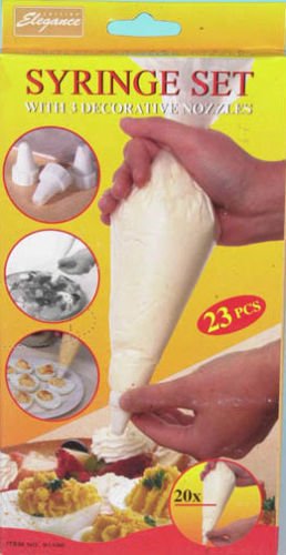 Preisvergleich Produktbild 20 Einweg Spritzbeutel Garnierbeutel mit 3 Tüllen Aufsätzen Dekoset Set