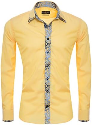 Giorgio Capone premium shirt, 100% cotton, yellow, with design elements on collar, button bar and cuffs, "easy-care", longsleeve, slim/normal &amp; regular-plus fit (XXL Regular-Plus with breast pocket)