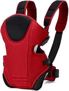 Ineffable Baby Carrier Bag in 3-in-1 Ergonomic Adjustable Sling Kangaroo Design with Carrying Basket for Front & Back Use for Infant Child and Mother Travel - 0 to 2 Year (Red Black)