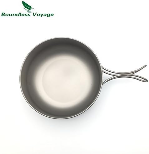 KimTime Titanium Cookware Kit Outdoor Camping Bowl Pot Pan Set Backpacking Cooking Equipment Fit For 1-2 Person (3PCS)