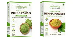 Herbalvilla Natural Hair Dye for Black Hair (Henna Powder and Indigo Powder) 200g