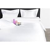 Nightlife - Bettwäsche / Bettbezüge Satin Uni White - Weiß - 135x200 - Mit 1 Kissenbezug 80x80