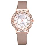 QINGXIA_ZI Uhren Damen Uhr Analog Quarz mit Armband Frauen Mädchen Damen Schöne Mode Kristall Quarzuhr Mit Lederarmband Strass Nieten Kette Armband Armbanduhr
