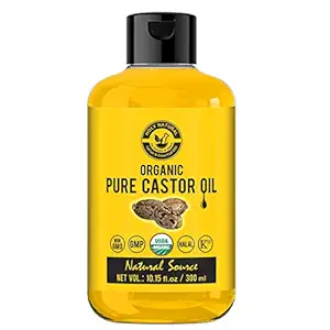 Holy Natural - The Wonder of World Organic Castor Oil (300 ML) USDA Certified Cold-Pressed, Pure, No GMO, NO Heat treatment, Hexane Free Castor Oil - Moisturizing & Healing, For Dry Skin, Hair Growth