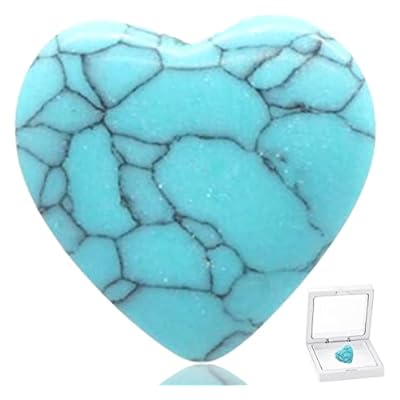 Turquoise Stone Heart Thumb Worry Stone Pocket Palm Stones For Meditation Reiki Chakra Balancing Collection Energy Anxiety Stress Relief Chalchite Pocket Thumb Mini Crystals Wicca Collectors